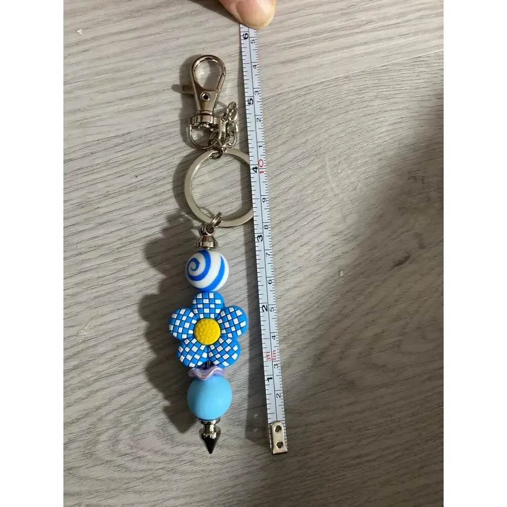 Blue flower purse charm keychain